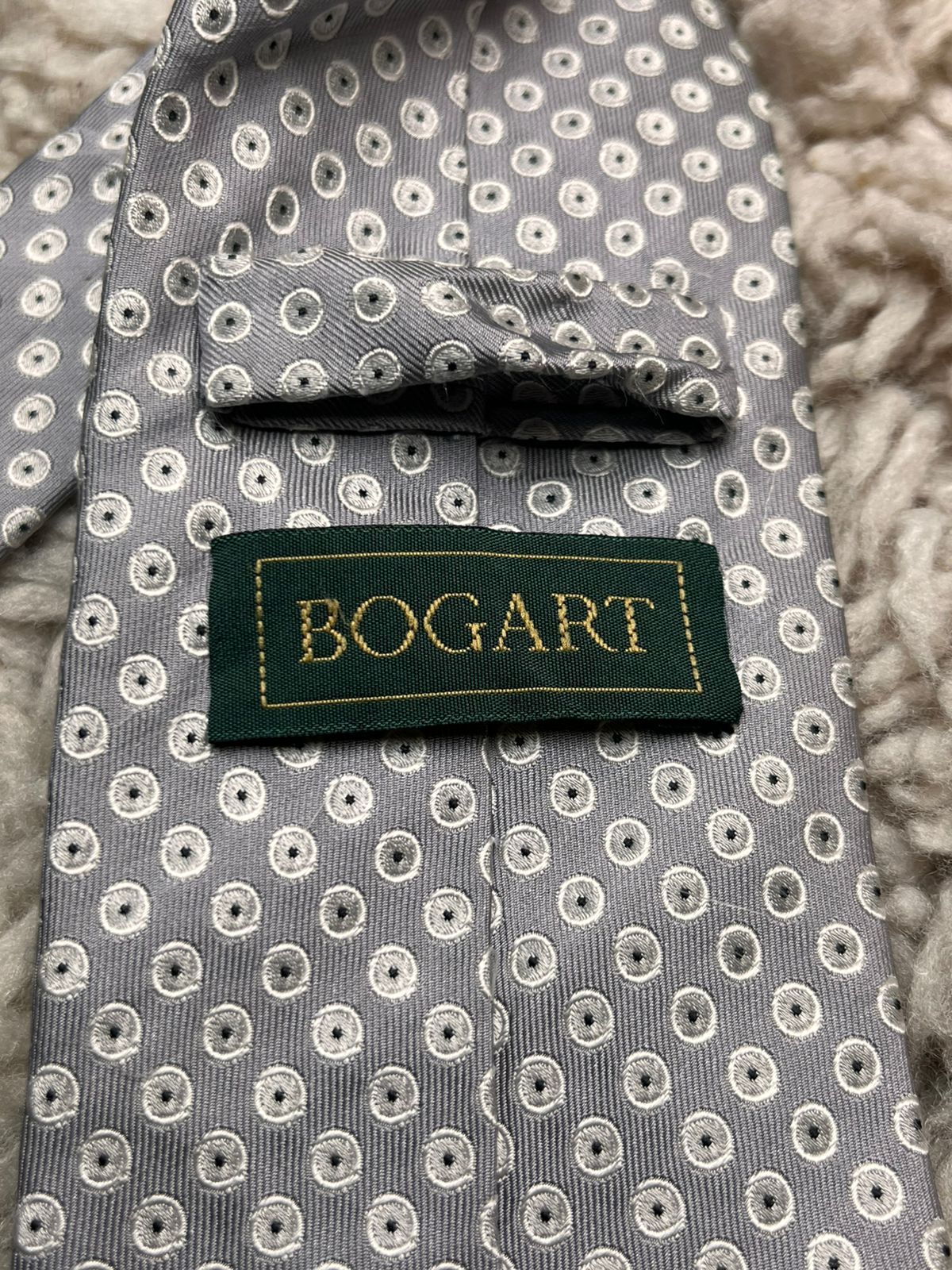 Bogart Silver Grey Geometric Medallion Classic TIE