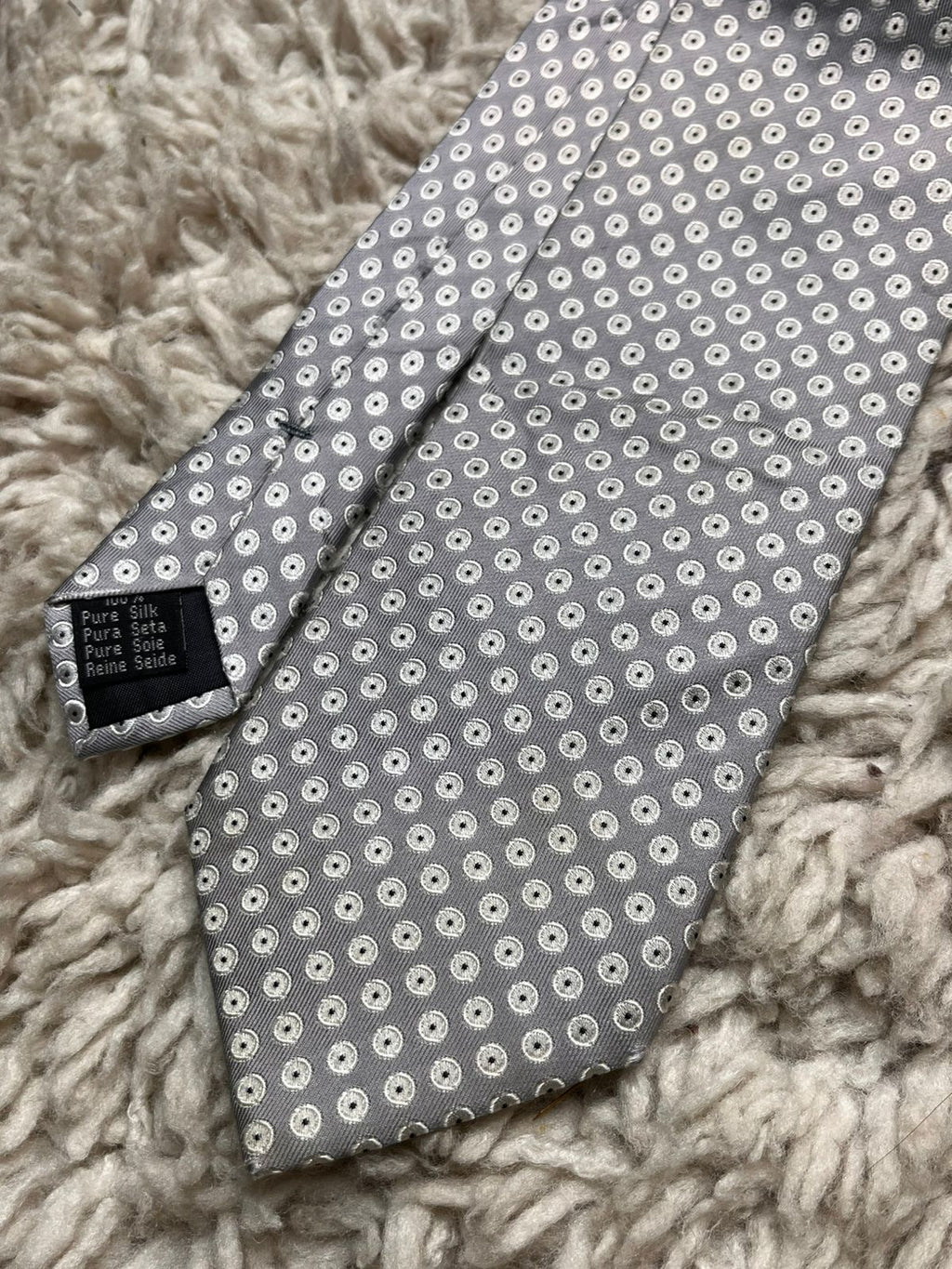 Bogart Silver Grey Geometric Medallion Classic TIE