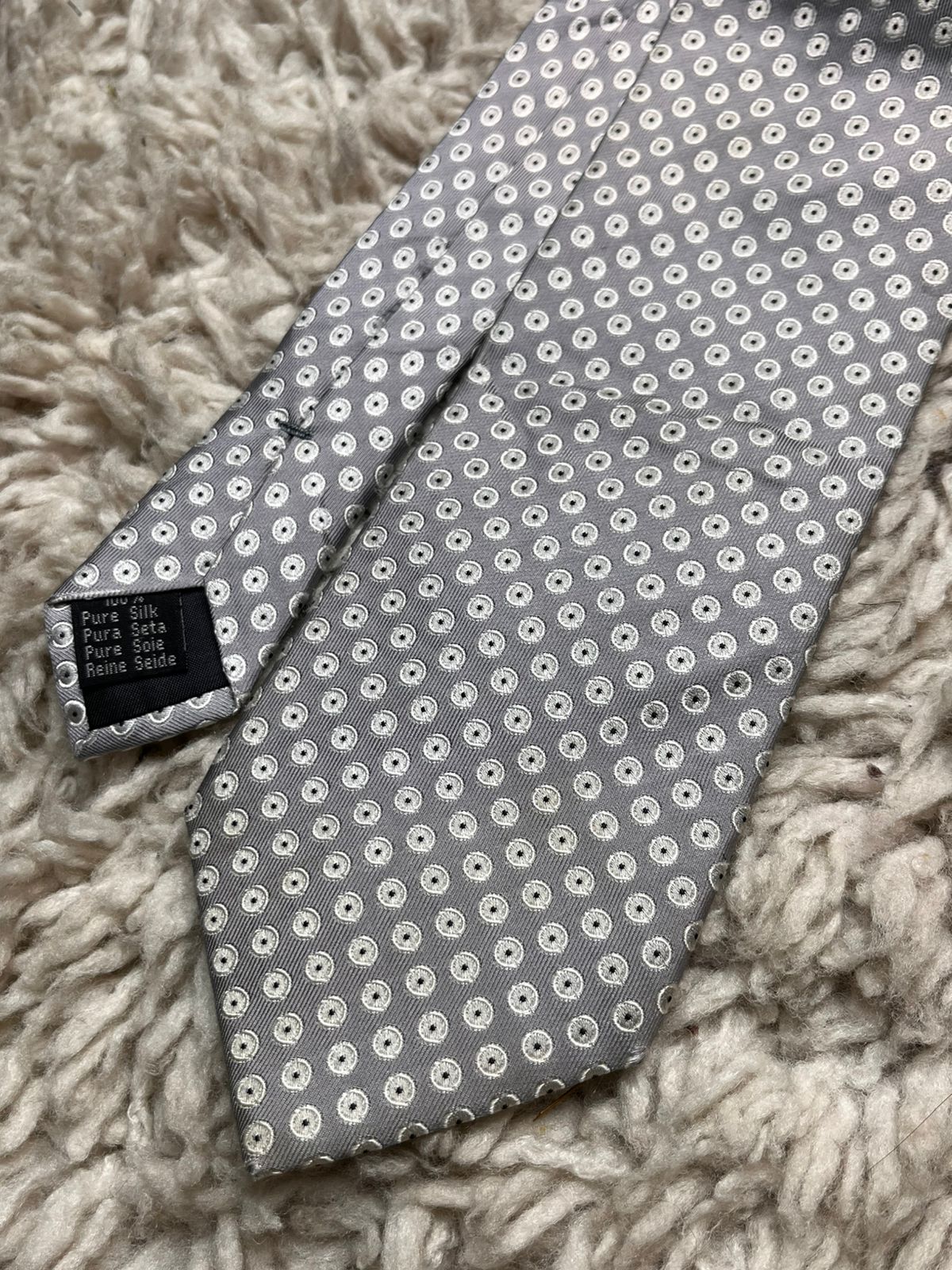 Bogart Silver Grey Geometric Medallion Classic TIE