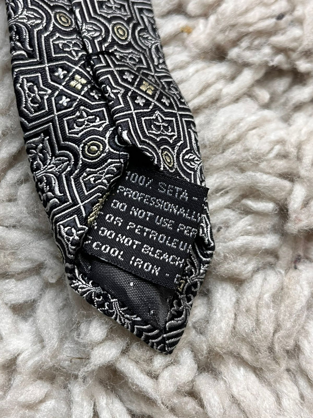Gianni Versace Black Silver Medusa Head Silk TIE