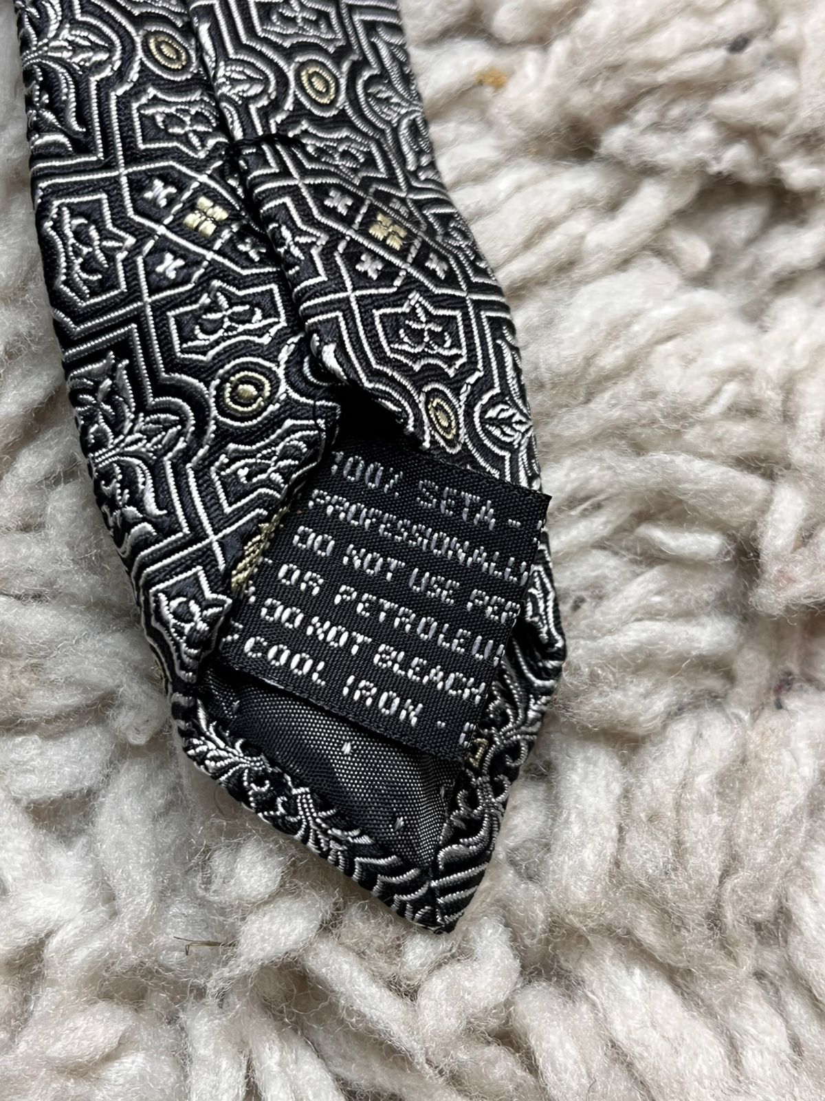 Gianni Versace Black Silver Medusa Head Silk TIE
