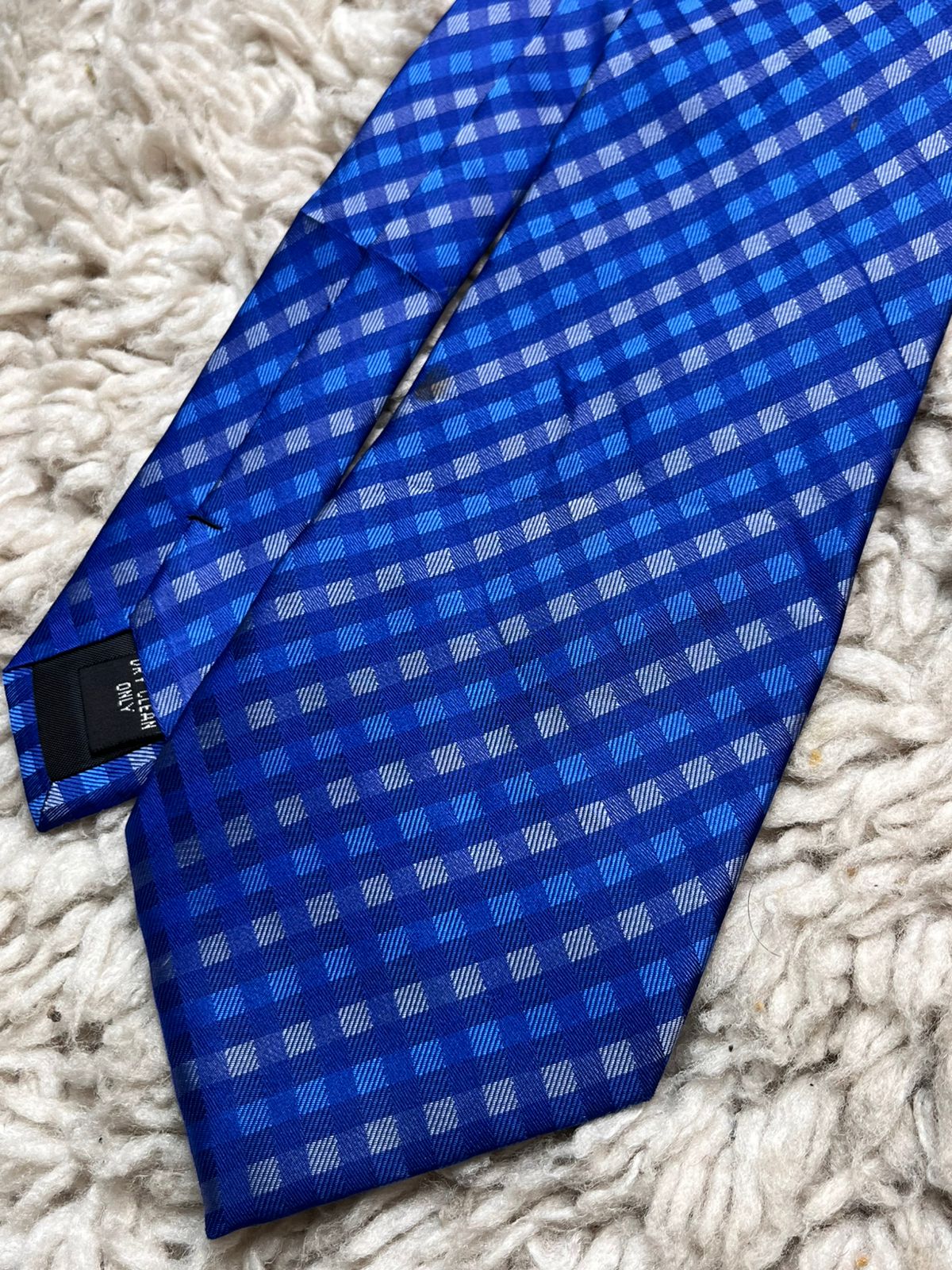 Gianni Ricci Blue Gingham Plaid Check Tie