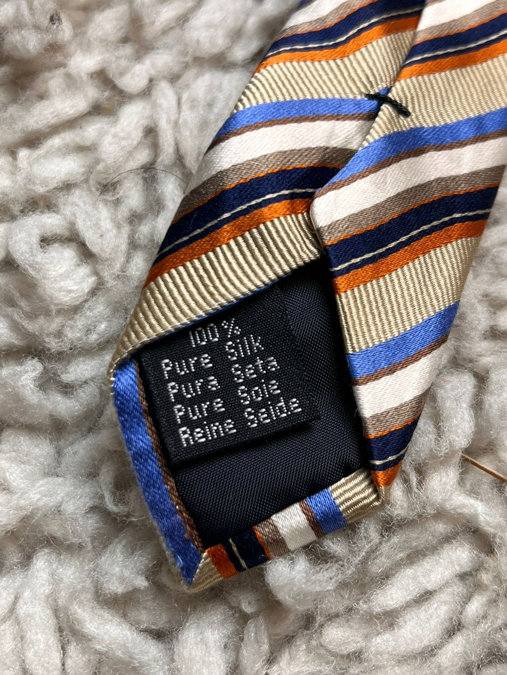 Zazzi Gold Orange Blue Striped Tie
