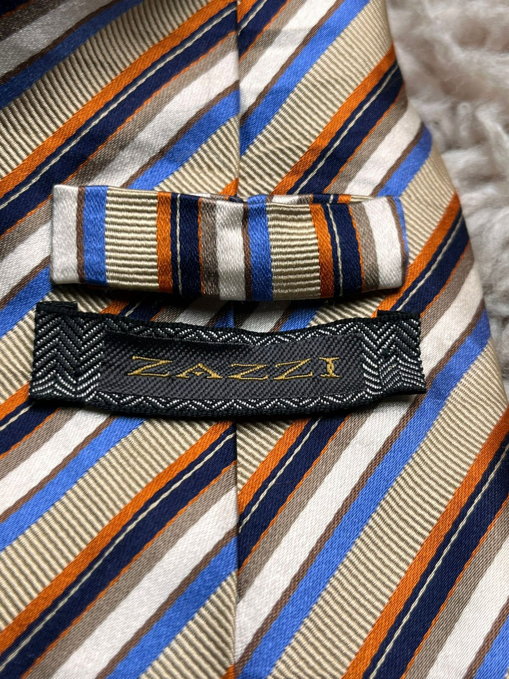 Zazzi Gold Orange Blue Striped Tie