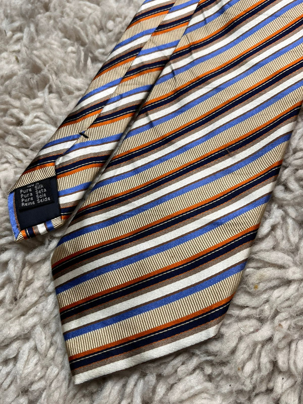 Zazzi Gold Orange Blue Striped Tie