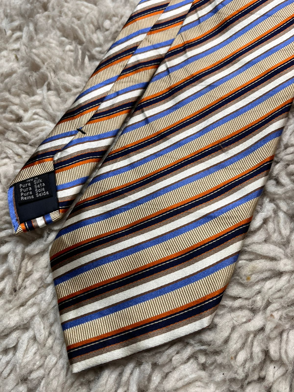 Zazzi Gold Orange Blue Striped Tie