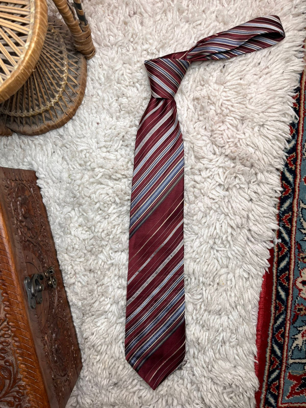 Marks & Spencer Collezione Burgundy Blend Striped TIE