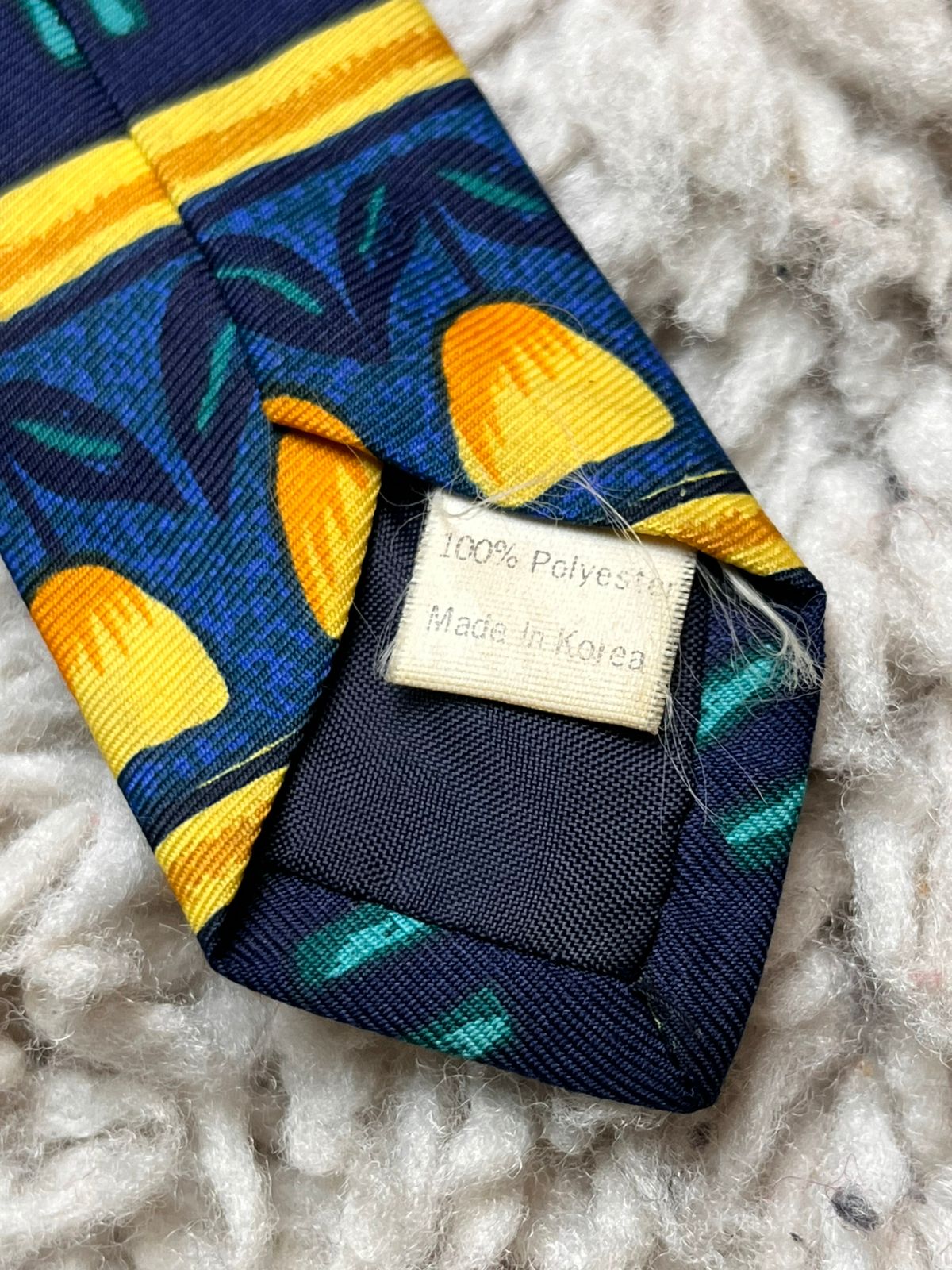 Burton Vintage Navy Yellow Tulip Floral Stripe Pattern TIE