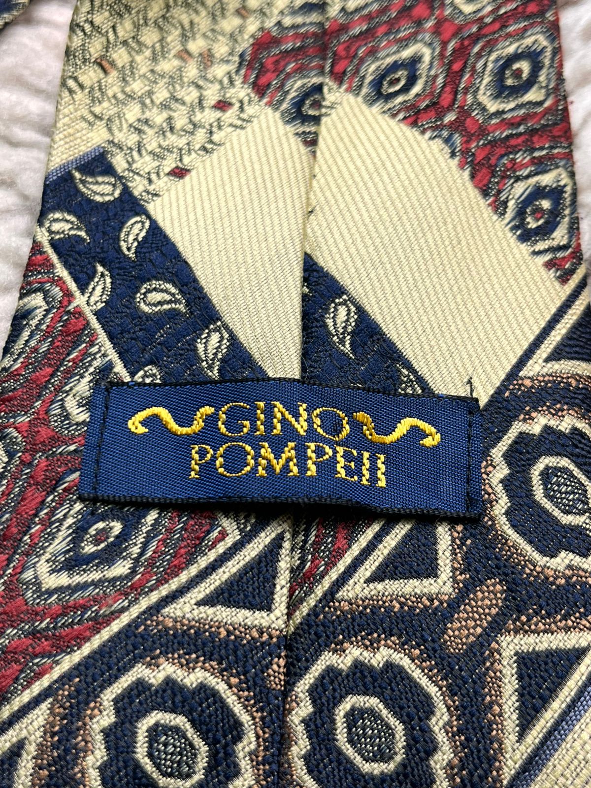 Gino Pompeii Vintage Geometric Diamond Square Pattern TIE