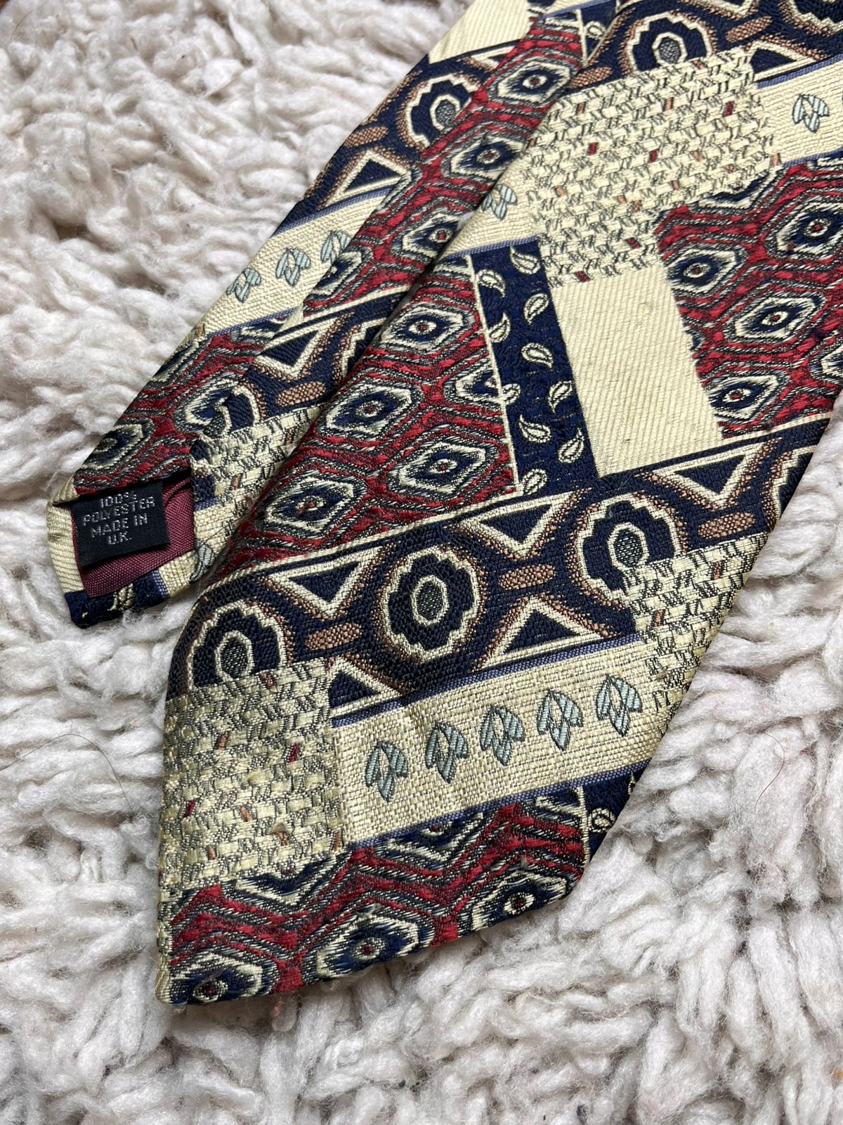 Gino Pompeii Vintage Geometric Diamond Square Pattern TIE