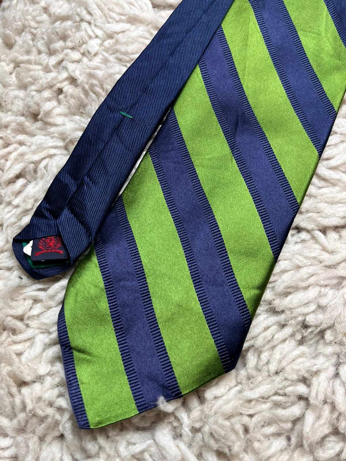 Vintage Tommy Hilfiger Navy Blue & Lime Green Repp Stripe TIEi