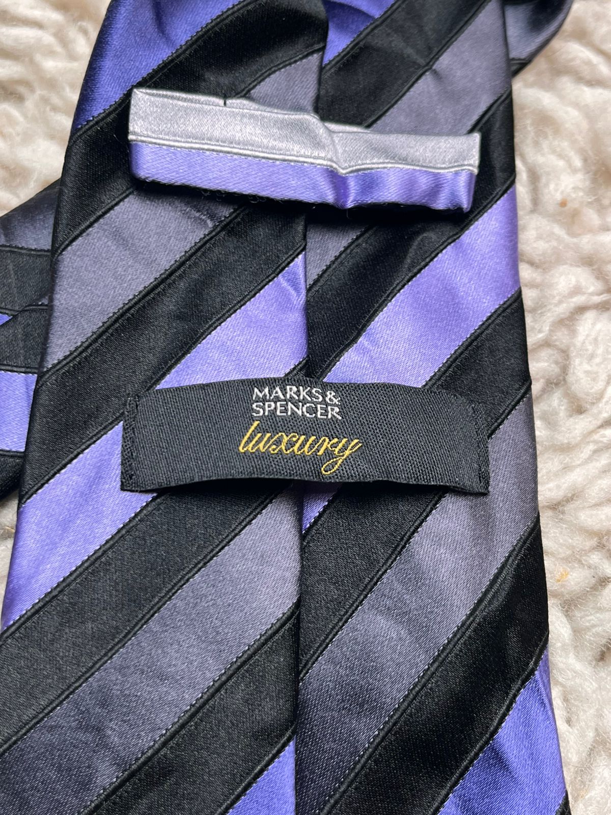 Marks & Spencer Luxury Series Purple & Grey Striped TIE