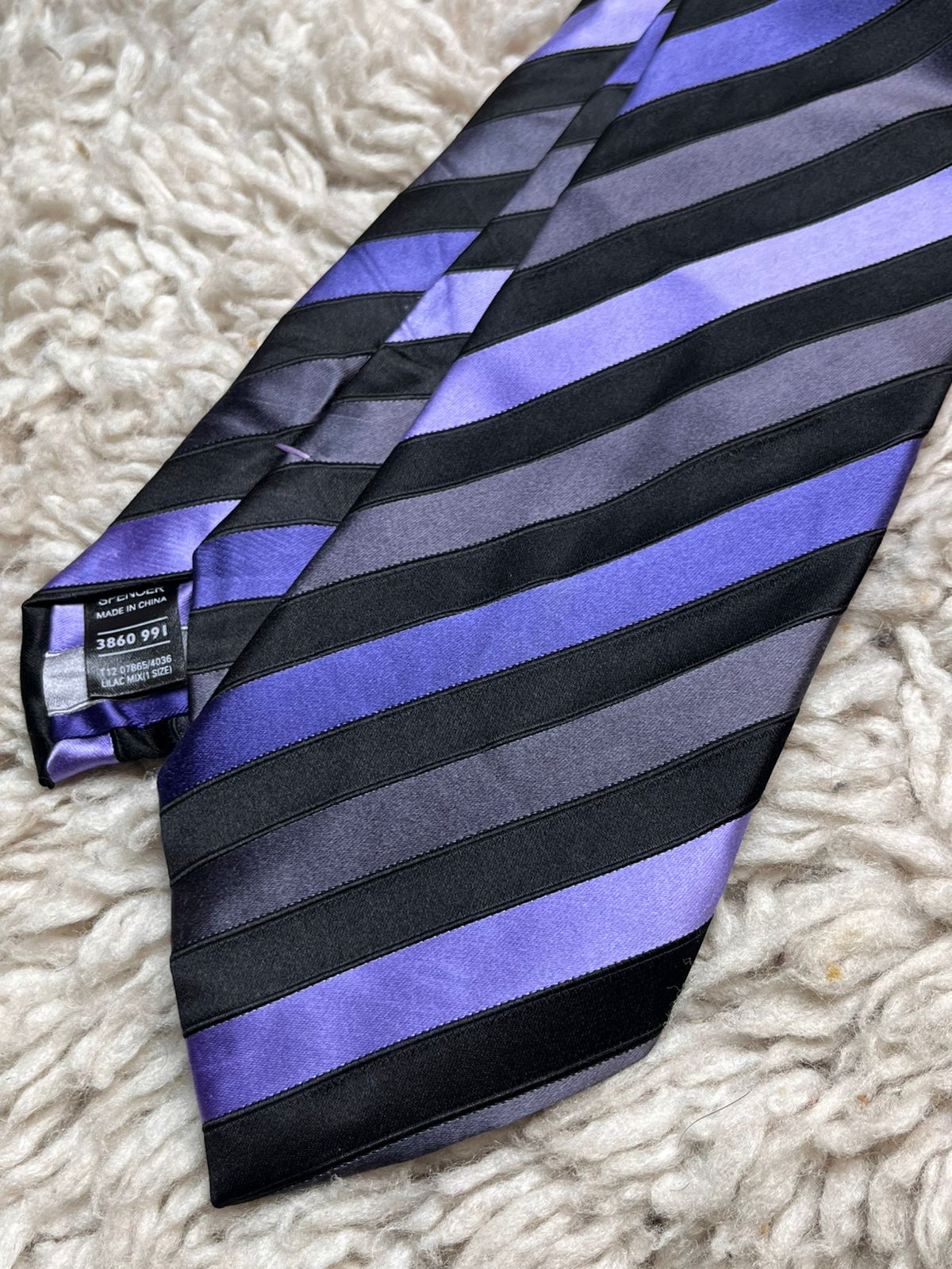 Marks & Spencer Luxury Series Purple & Grey Striped TIE