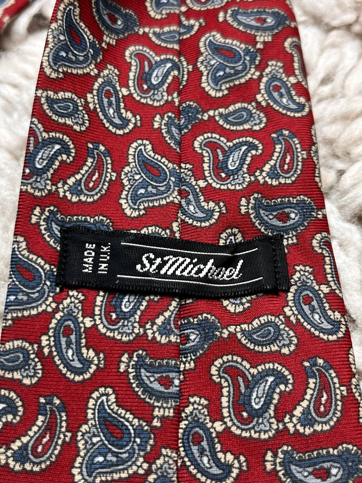 Vintage St Michael Red & Blue Paisley Pattern TIE