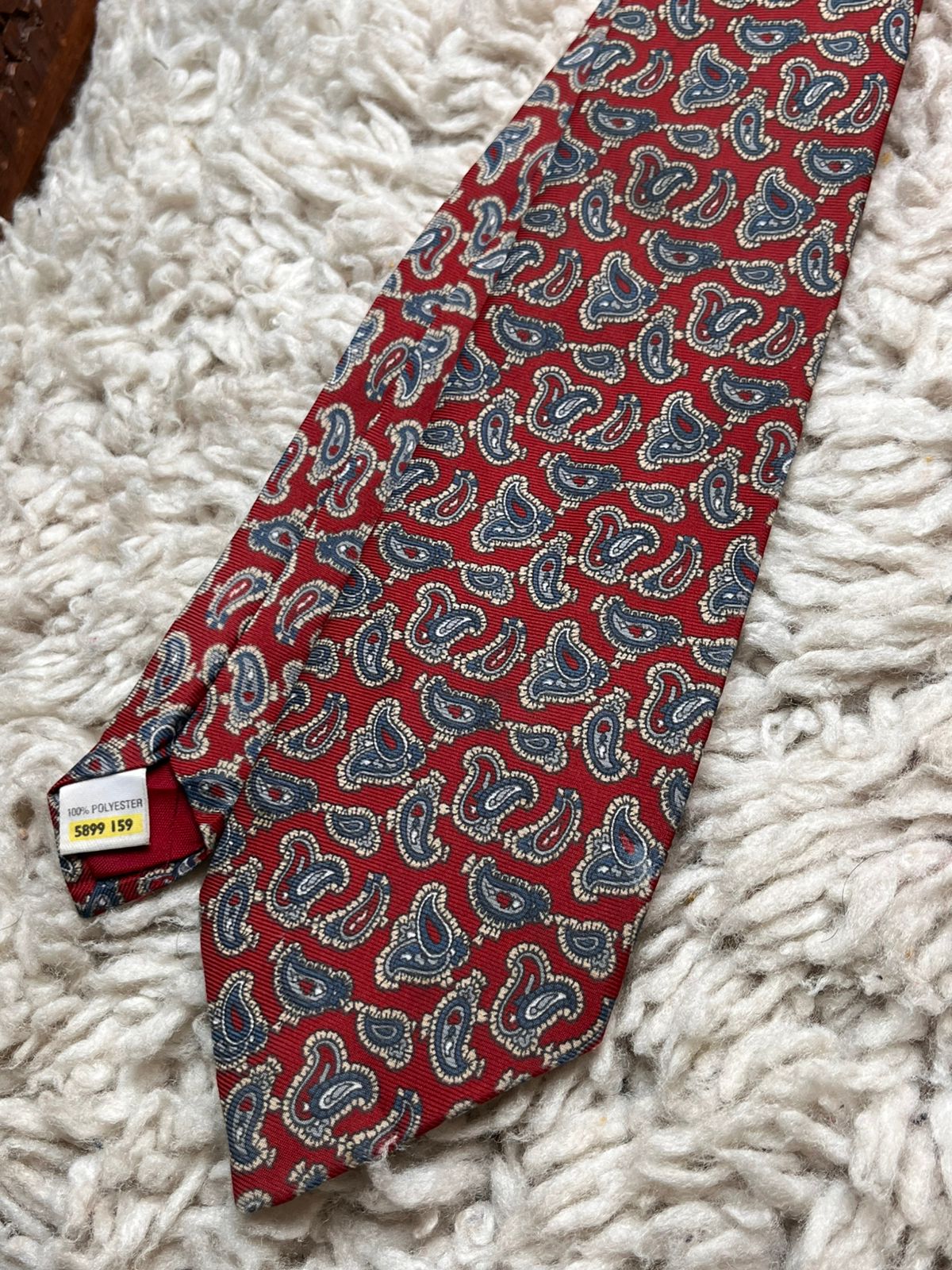 Vintage St Michael Red & Blue Paisley Pattern TIE
