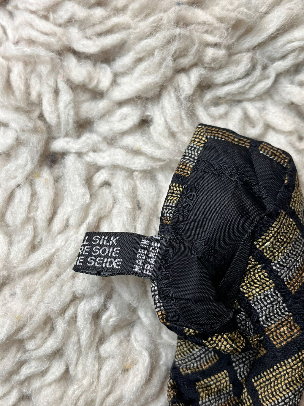 Cerruti 1881 Black Gold Silver Geometric Silk TIE