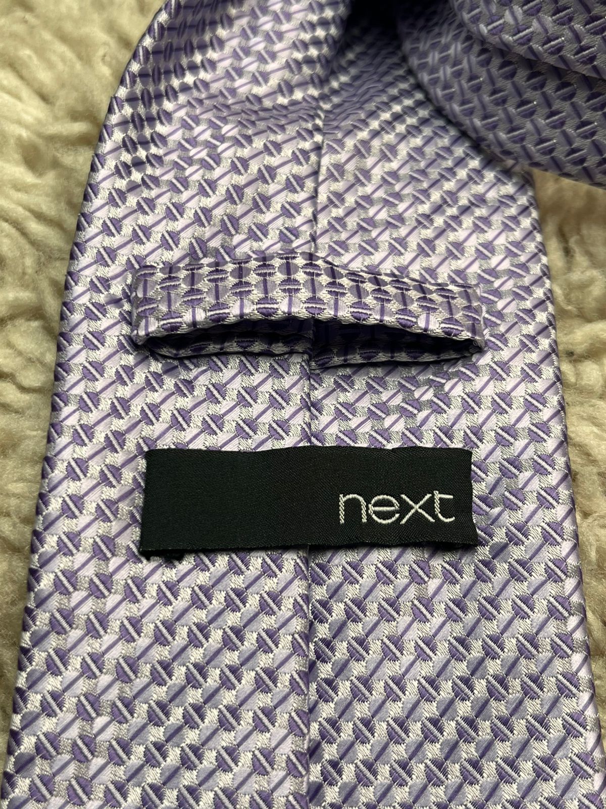 NEXT Lilac Purple Silver Geometric Textured TIE