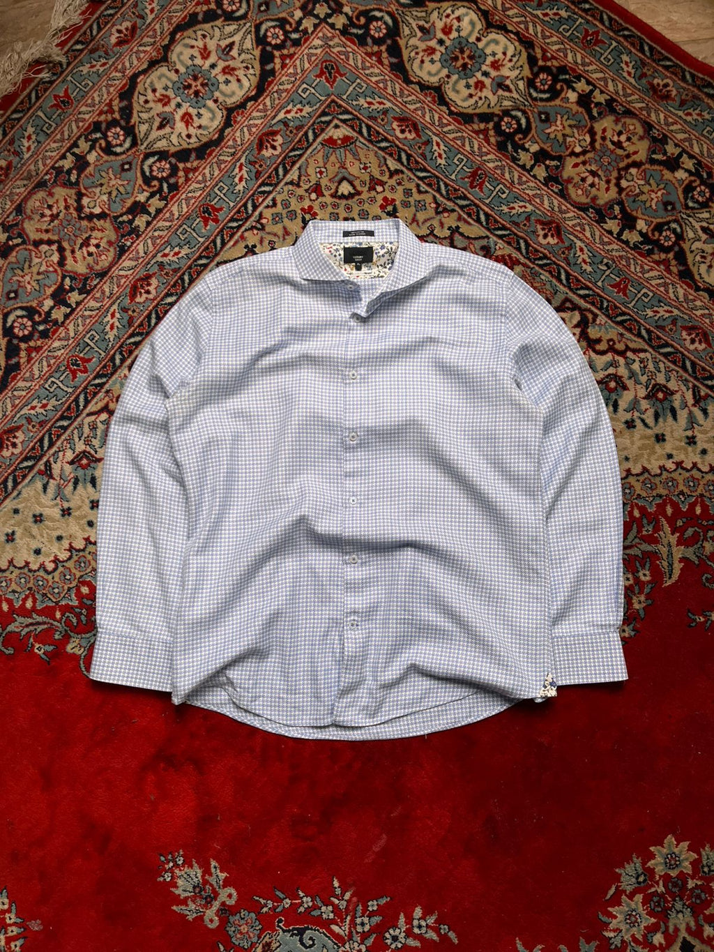 OXFORD Luxury Slim Fit Houndstooth Cotton Button Down Shirt