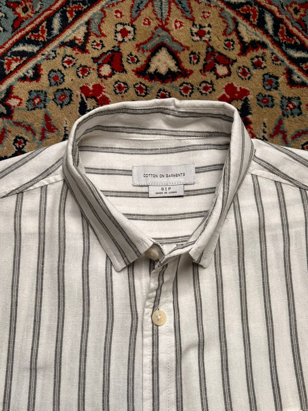 COTTON ON GARMENTS Cream Vertical Striped Button Down Shirt
