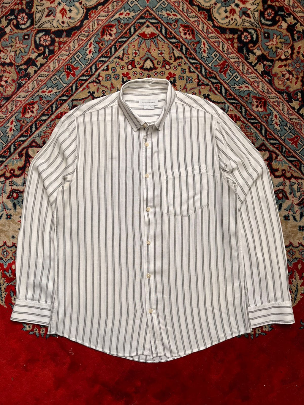COTTON ON GARMENTS Cream Vertical Striped Button Down Shirt