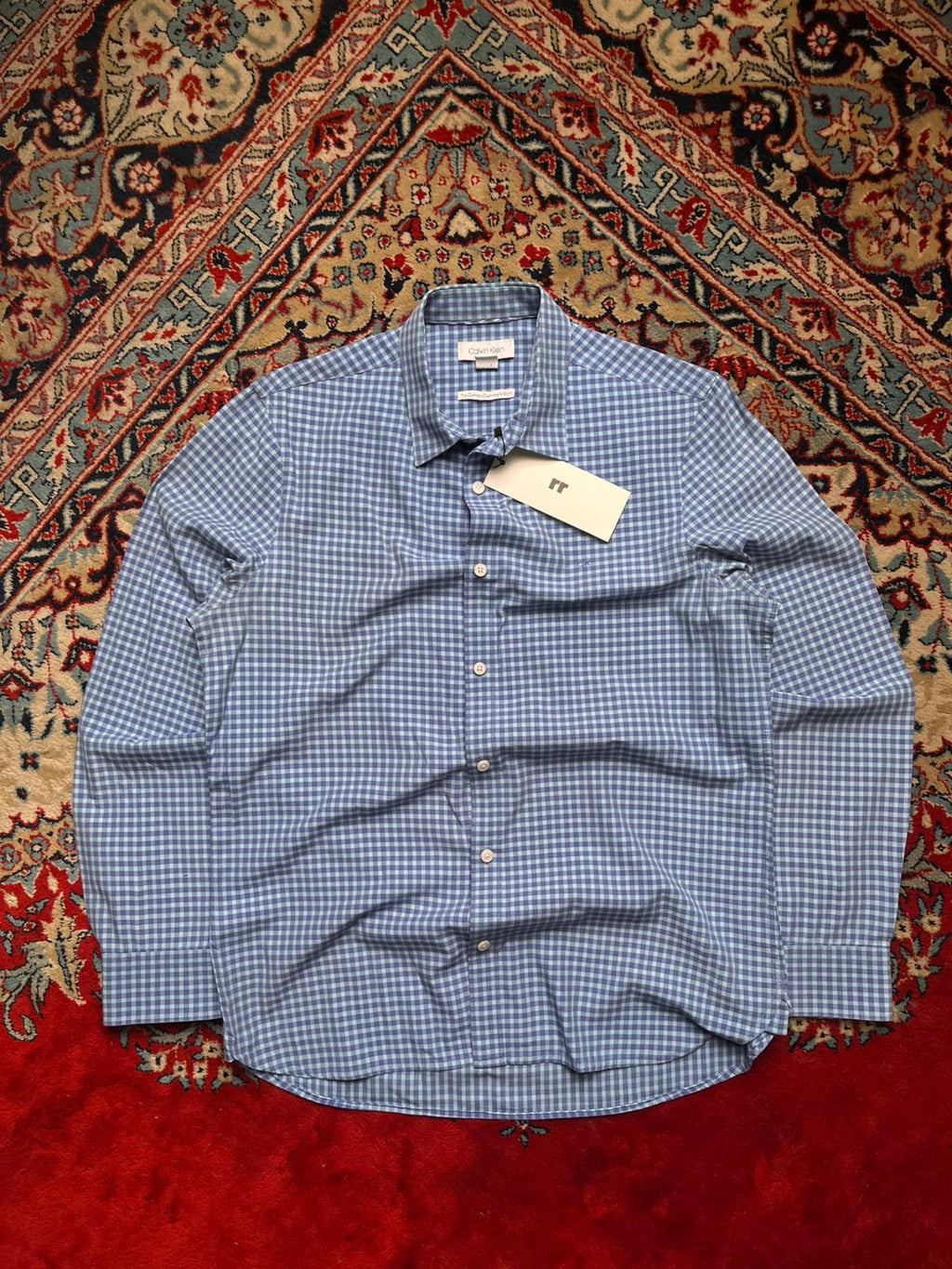 Calvin Klein Blue Checkered BUTTON DOWN SHIRT