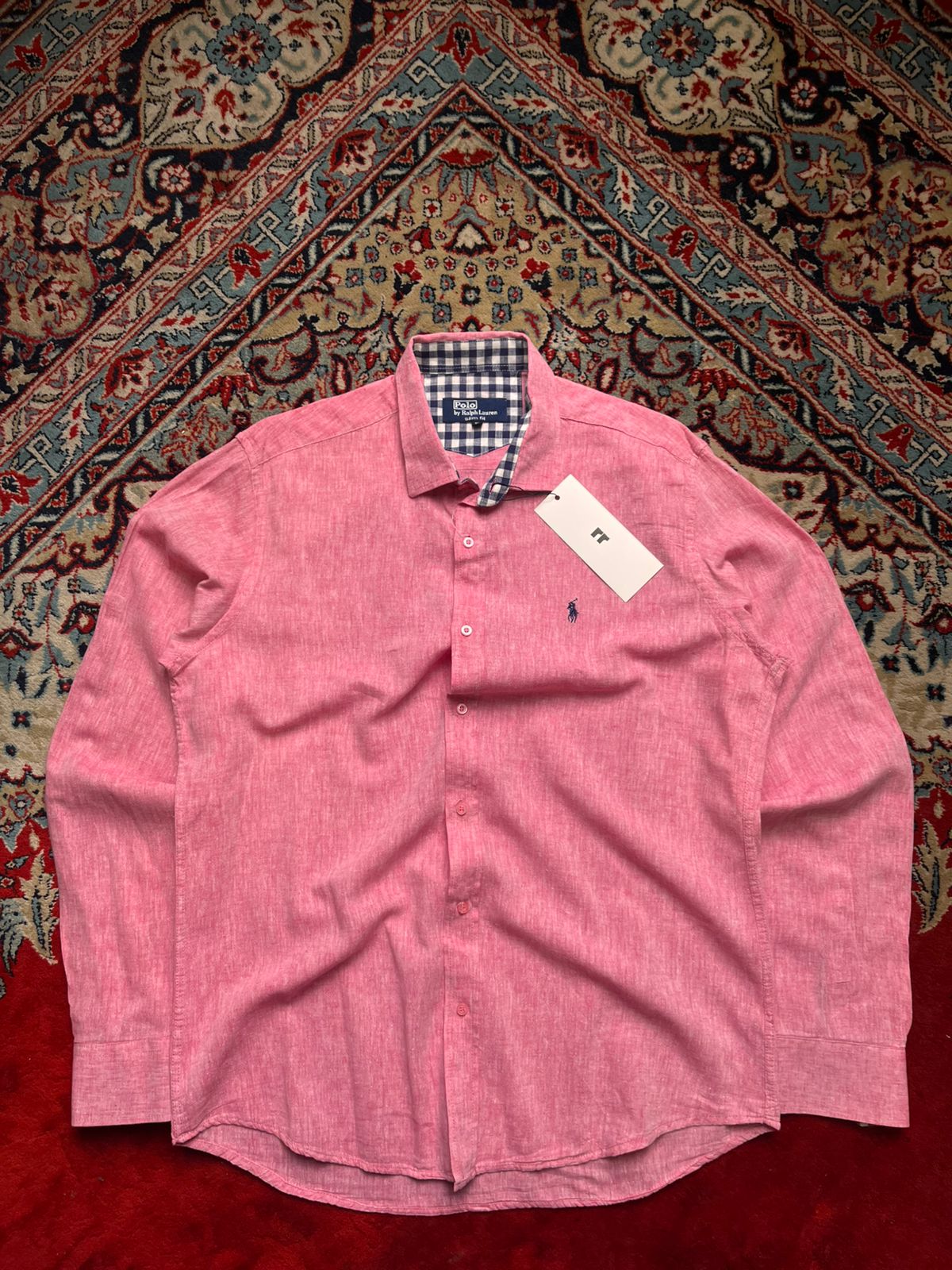 Polo Ralph Lauren Pink LINEN BUTTON DOWN SLIM FIT SHIRT