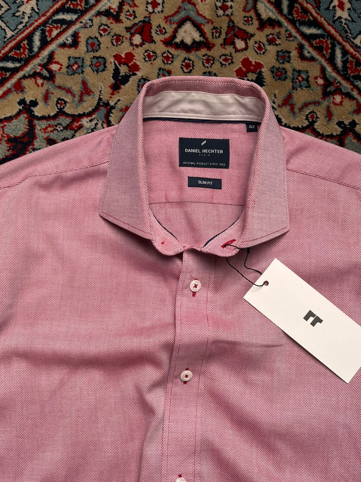 DANIEL HECHTER TEXTURED BUTTON DOWN Linen Slim Fit Shirt