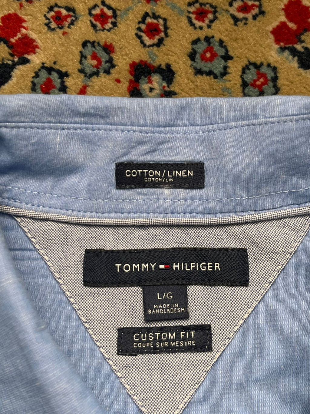 Tommy Hilfiger Custom Fit COTTON/LINEN BLEND Button Down Shirt