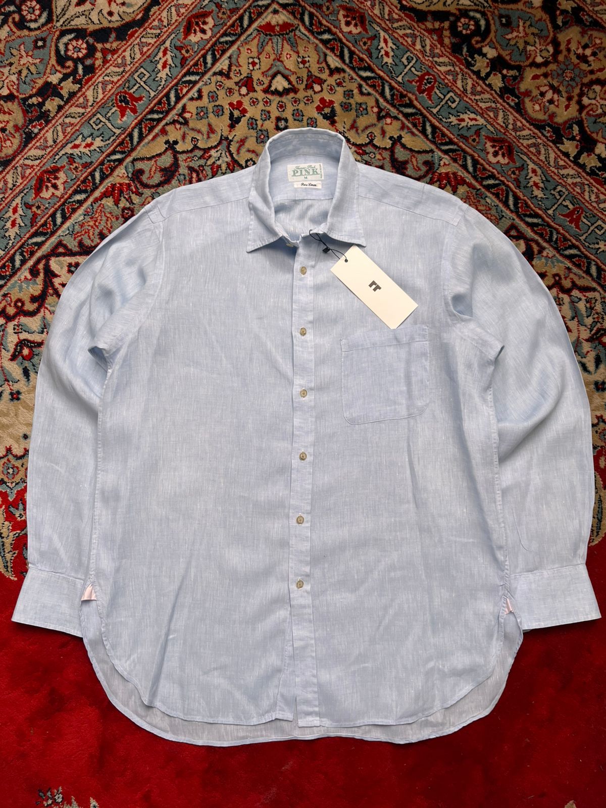 Thomas Pink Pure Linen Button Down Shirt