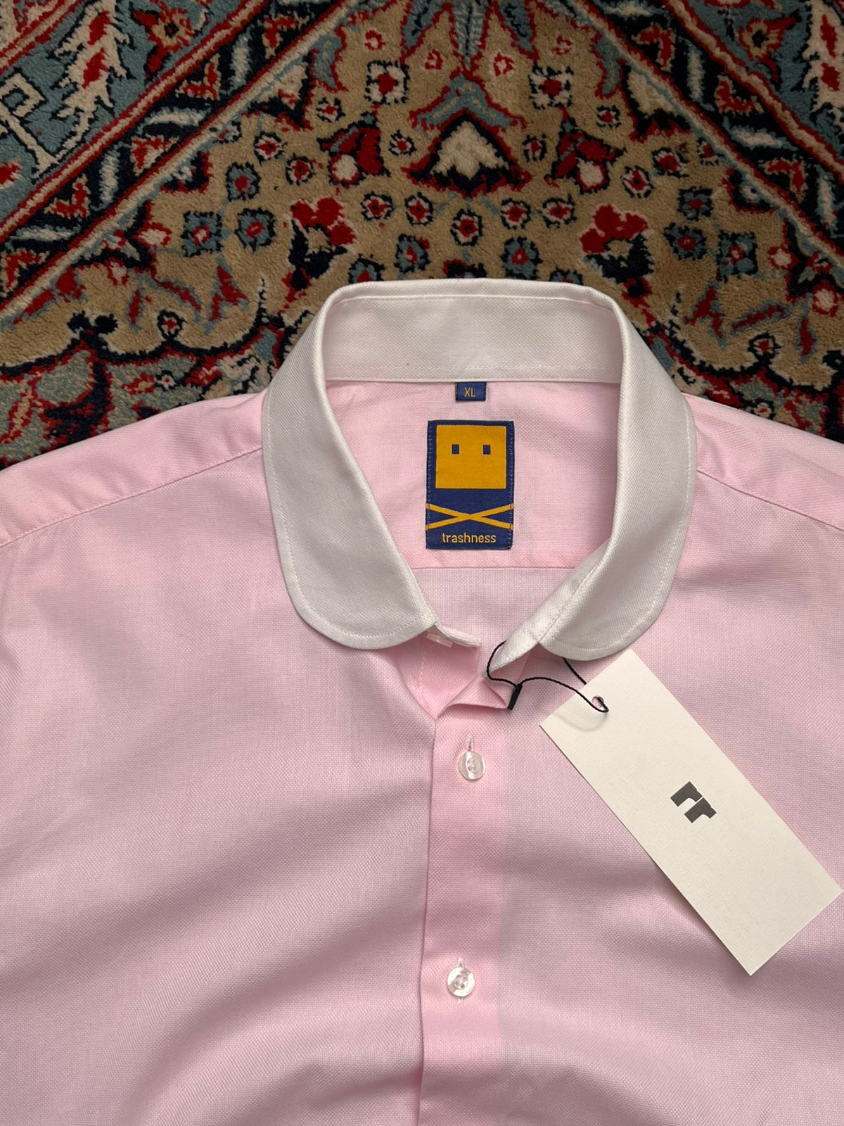 Trashness Pink Round Penny Collar Formal Button Down Shirt