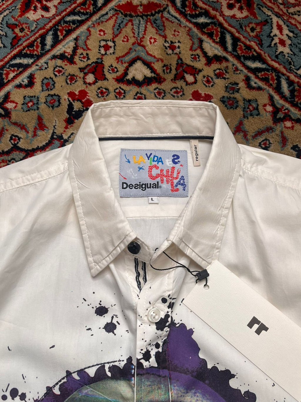 Desigual Christian Lacroix Splatter Graphic Button Down Shirt