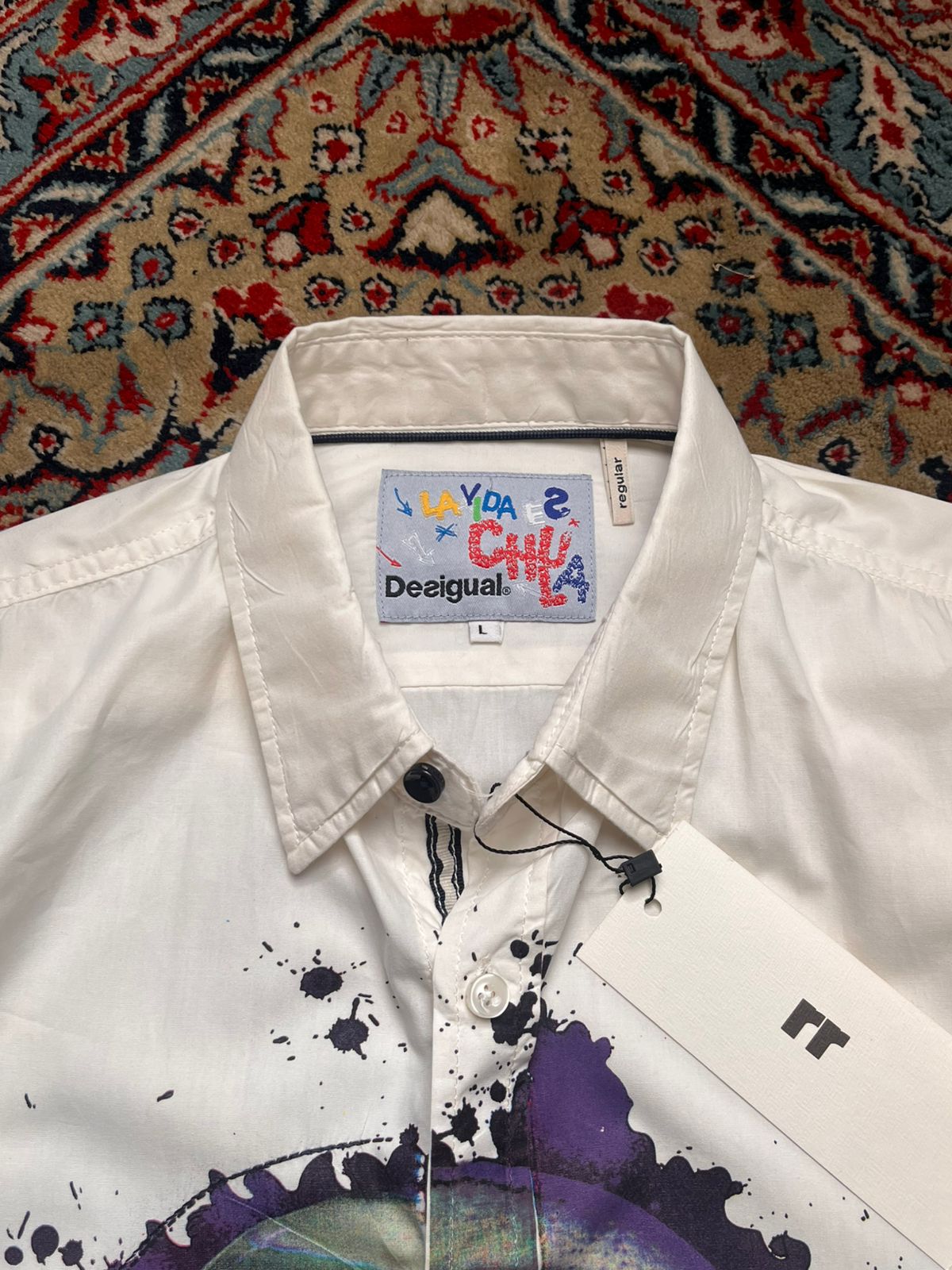 Desigual Christian Lacroix Splatter Graphic Button Down Shirt