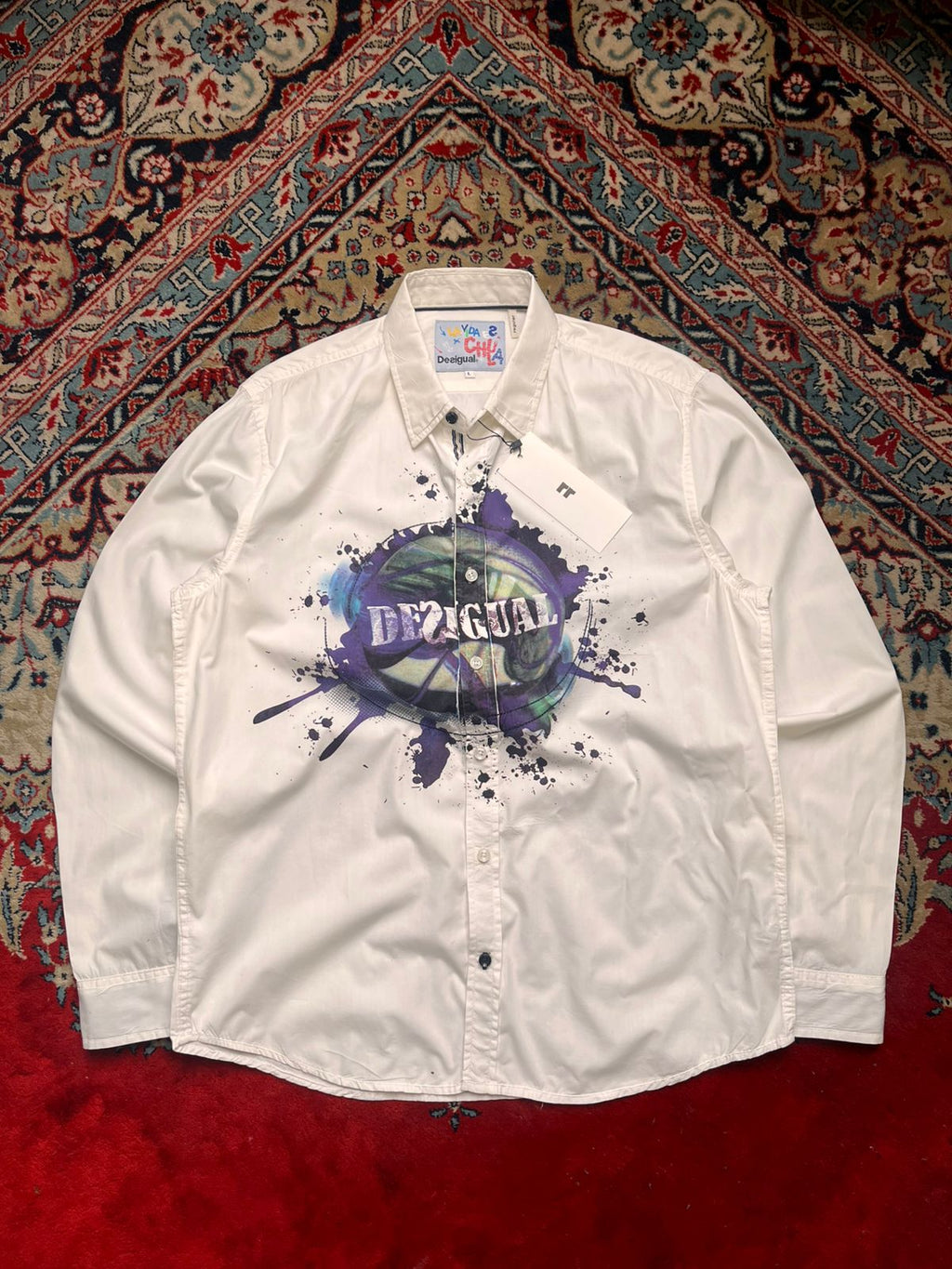 Desigual Christian Lacroix Splatter Graphic Button Down Shirt