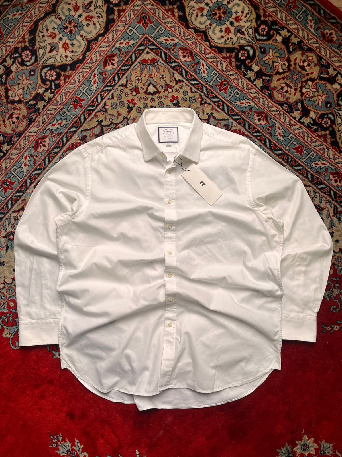 Charles Tyrwhitt White Herringbone FORMAL Shirt