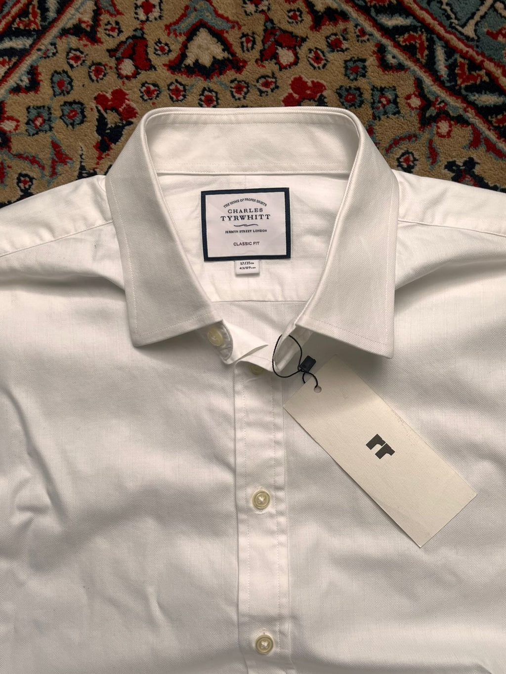 Charles Tyrwhitt White Herringbone FORMAL Shirt