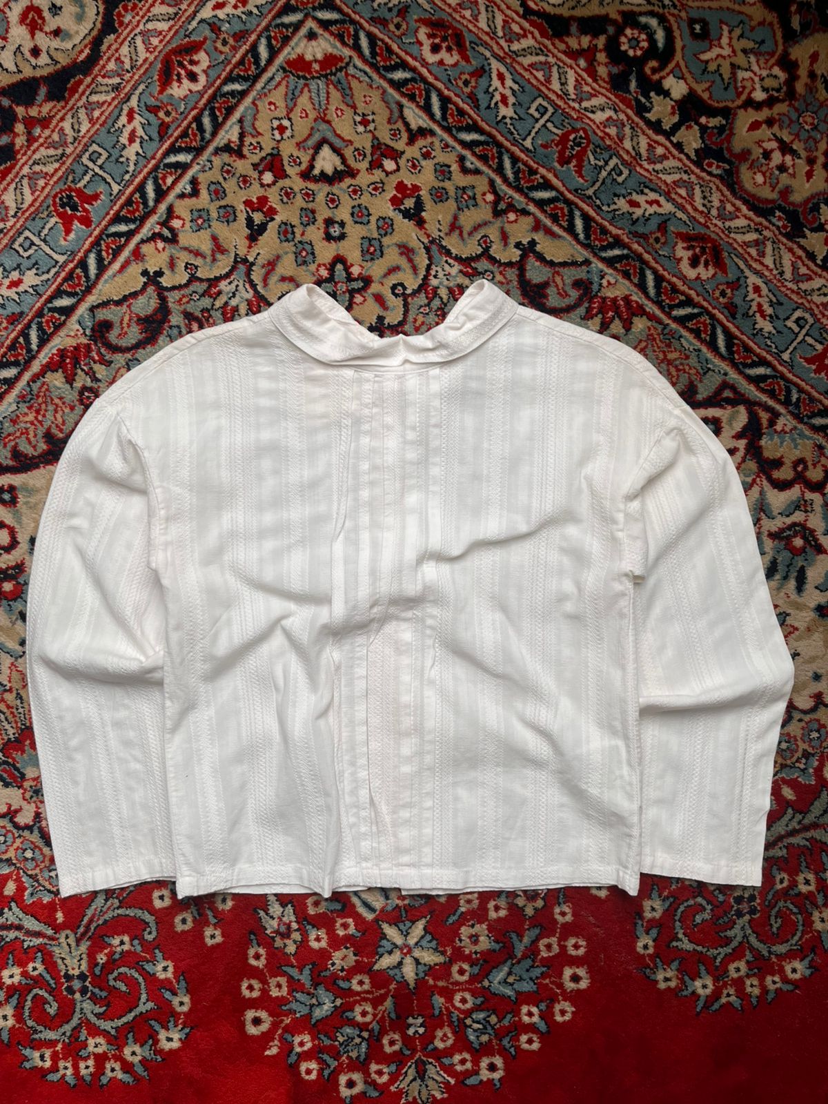 The Jany Junior White Textured Button Down Blouse