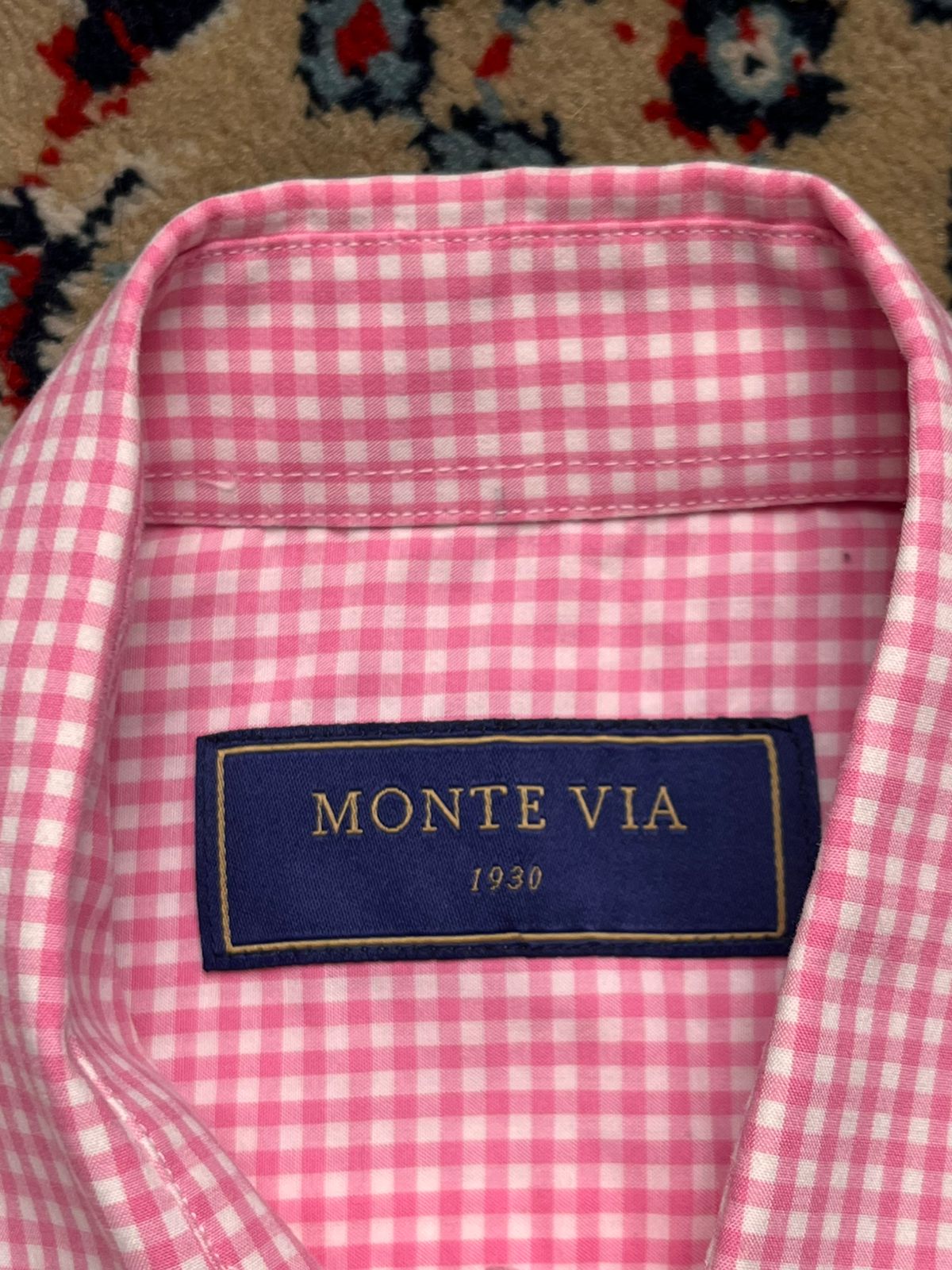 Monte Via Pink Gingham Button Down Shirt Women