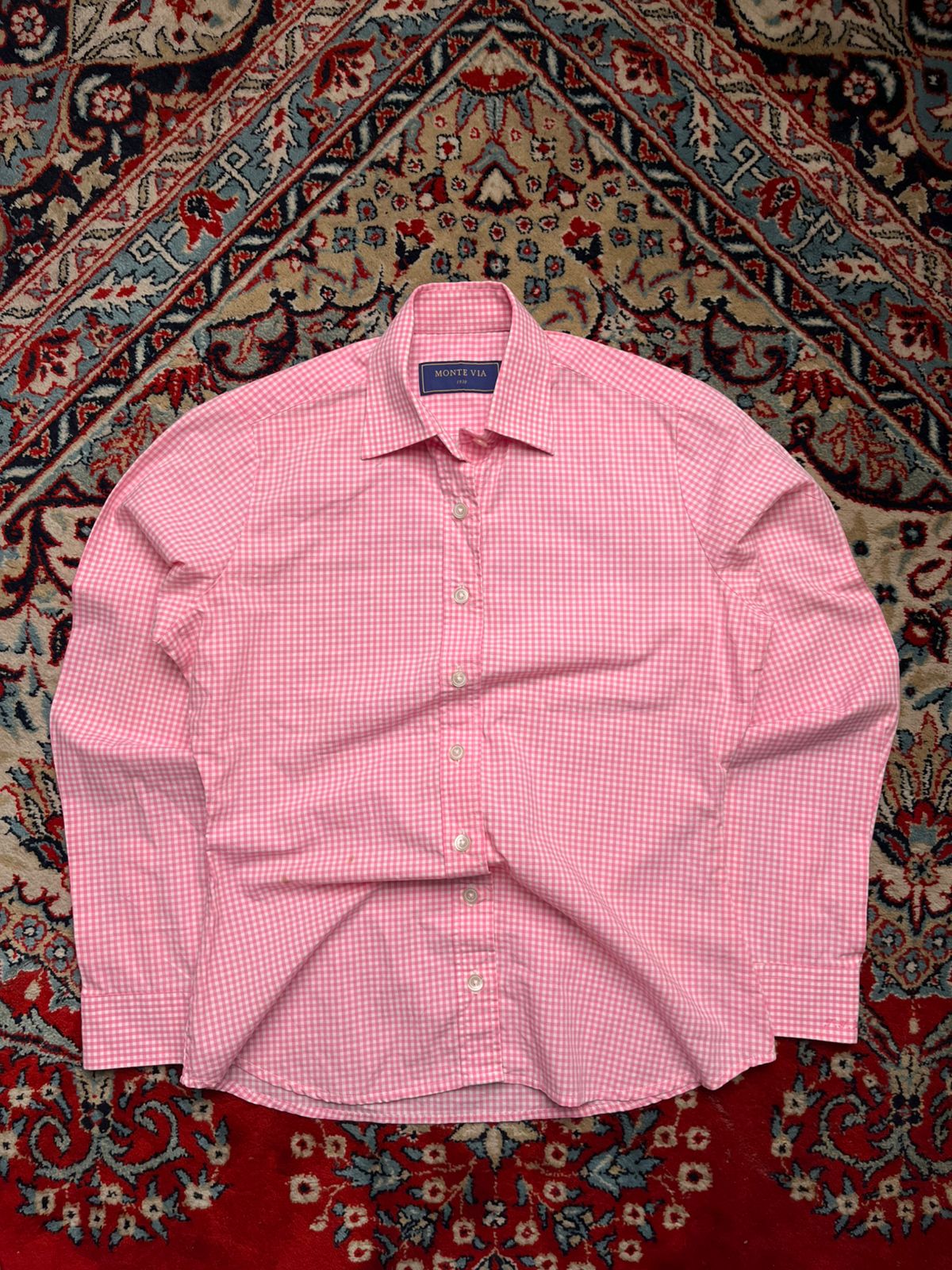Monte Via Pink Gingham Button Down Shirt Women