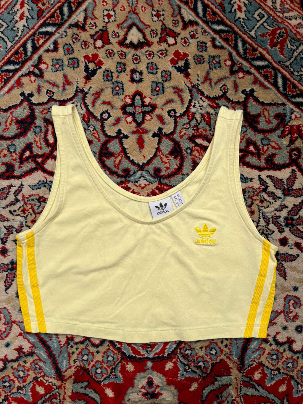 ADIDAS Originals Pale Yellow 3-Stripe Crop Top