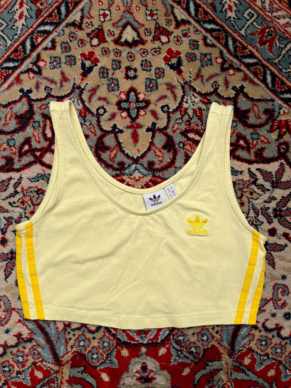 ADIDAS Originals Pale Yellow 3-Stripe Crop Top