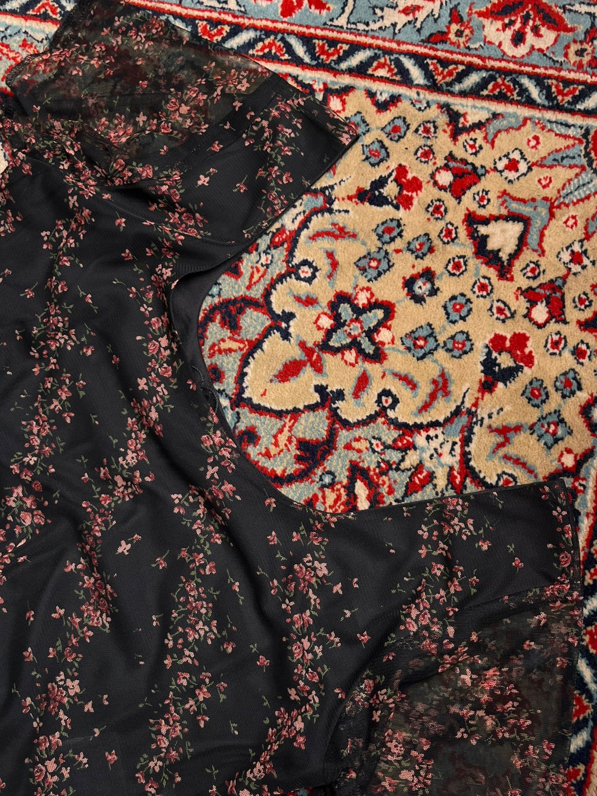 Wednesdays Girl Black Floral Mesh Crop Top