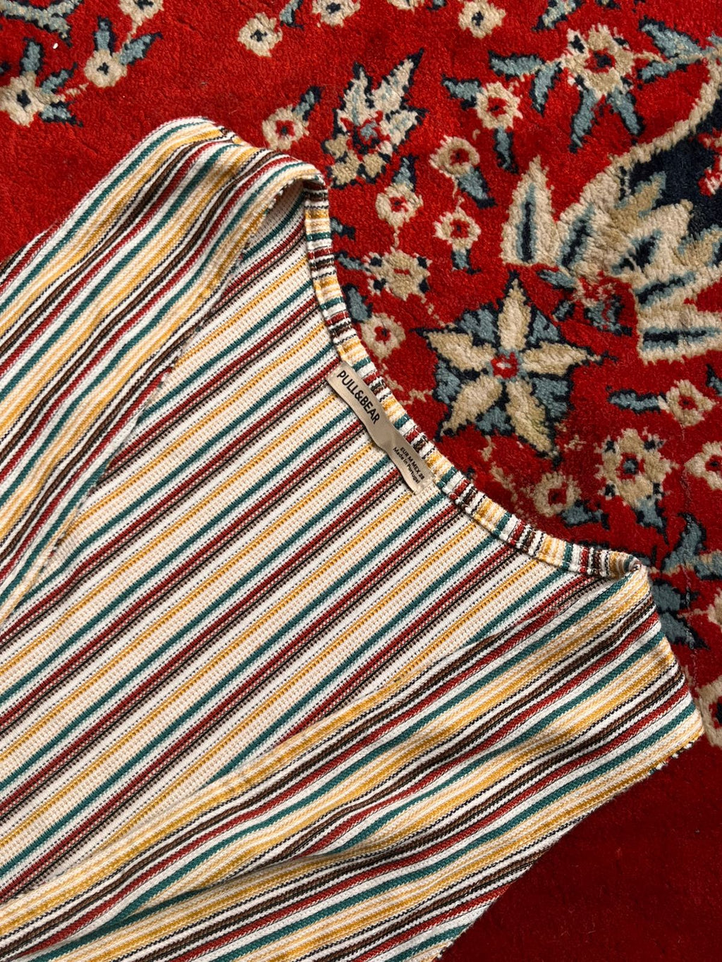 PULL&BEAR Striped Front Tie Crop Top