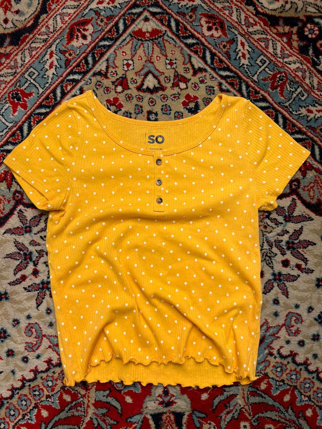 SO Ribbed Knit Polka Dot Shirt