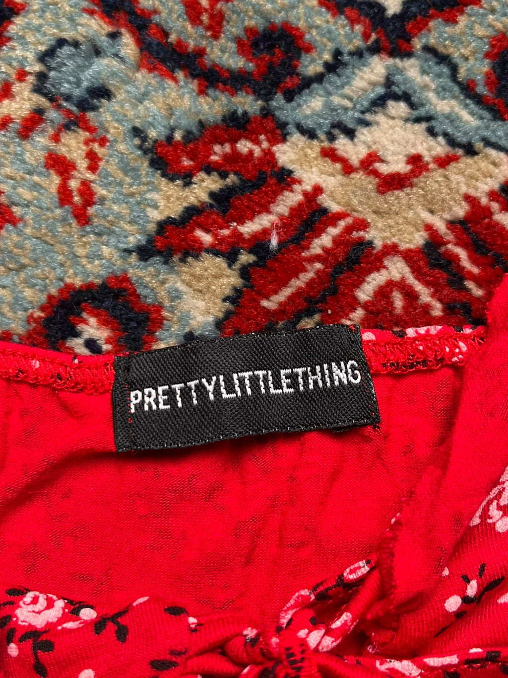 PrettyLittleThing Red Floral Cami Top
