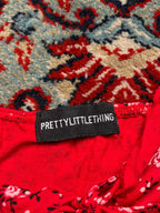 PrettyLittleThing Red Floral Cami Top