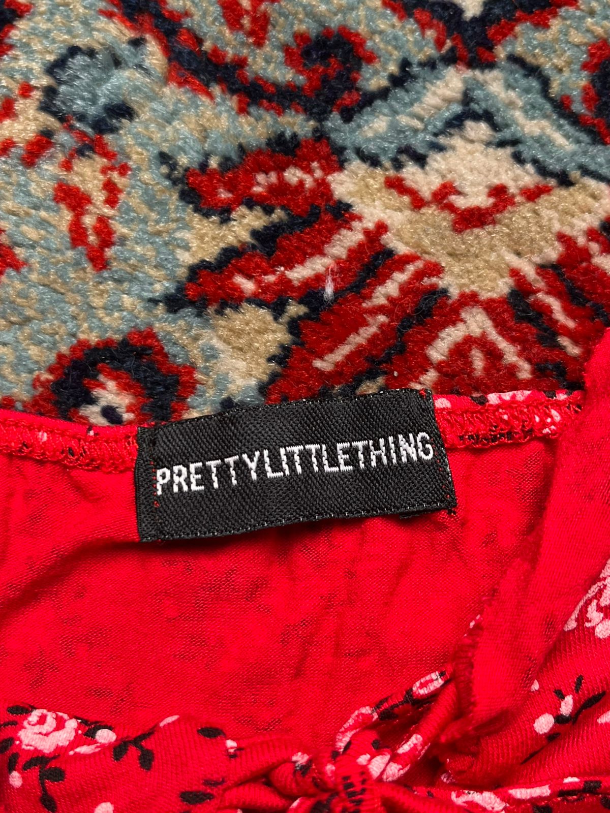 PrettyLittleThing Red Floral Cami Top