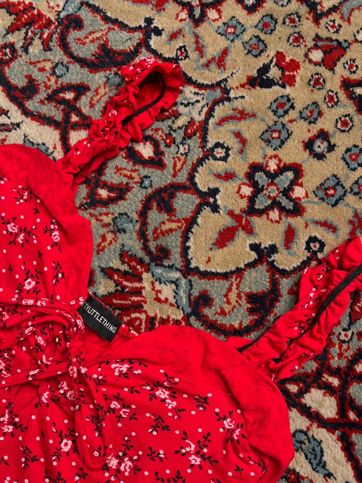 PrettyLittleThing Red Floral Cami Top