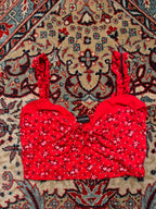 PrettyLittleThing Red Floral Cami Top