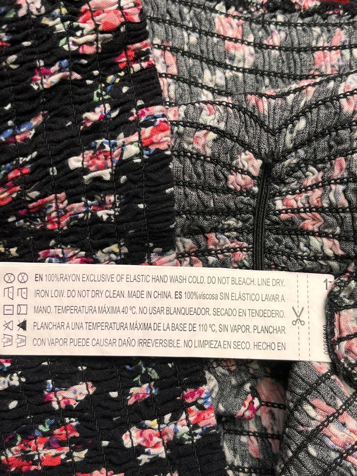 Forever 21 Black Floral Smocked Crop Top