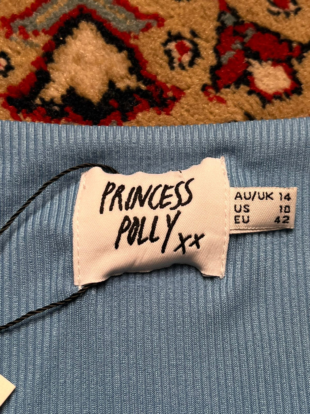 PRINCESS POLLY Sky Blue Ribbed Twist Front Tie Crop Top